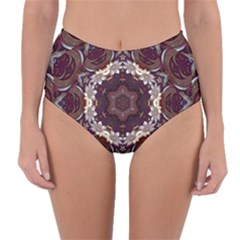 Rosette Kaleidoscope Mosaic Abstract Background Reversible High-waist Bikini Bottoms by Vaneshop