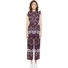 Rosette Kaleidoscope Mosaic Abstract Background Women s Frill Top Chiffon Jumpsuit by Vaneshop