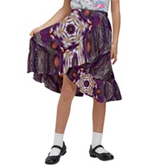 Rosette Kaleidoscope Mosaic Abstract Background Art Kids  Ruffle Flared Wrap Midi Skirt by Vaneshop