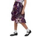 Rosette Kaleidoscope Mosaic Abstract Background Art Kids  Ruffle Flared Wrap Midi Skirt View2