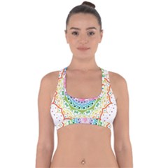 Mandala Pattern Rainbow Pride Cross Back Hipster Bikini Top  by Vaneshop