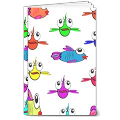 Fish Swim Cartoon Funnycute 8  X 10  Hardcover Notebook by Sapixe
