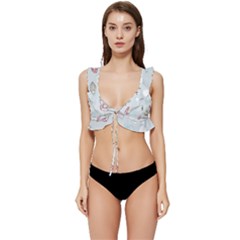Winter Pattern Background Element Low Cut Ruffle Edge Bikini Top by Pakjumat