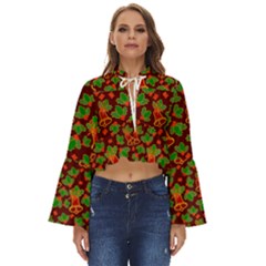 Template Christmas Pattern Boho Long Bell Sleeve Top by Pakjumat