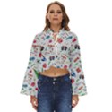 Illustration Christmas Pattern Boho Long Bell Sleeve Top View1