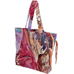 Marbling Blend  Drawstring Tote Bag by kaleidomarblingart