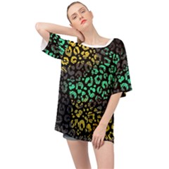 Abstract Geometric Seamless Pattern With Animal Print Oversized Chiffon Top by Amaryn4rt