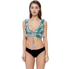 Blue Ocean Waves 2 Low Cut Ruffle Edge Bikini Top by Jack14