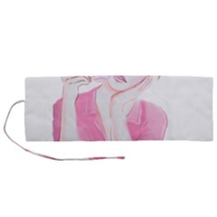 Girl Pink Roll Up Canvas Pencil Holder (m) by SychEva