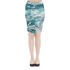 Blue Crashing Ocean Wave Midi Wrap Pencil Skirt by Jack14