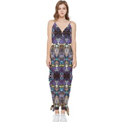  Violet Symmetry Sleeveless Tie Ankle Chiffon Jumpsuit by kaleidomarblingart