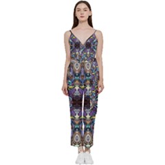  Violet Symmetry V-neck Camisole Jumpsuit by kaleidomarblingart