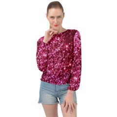 Pink Glitter Banded Bottom Chiffon Top by Amaryn4rt