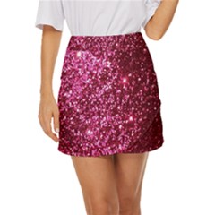 Pink Glitter Mini Front Wrap Skirt by Amaryn4rt
