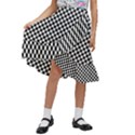 Black And White Checkerboard Background Board Checker Kids  Ruffle Flared Wrap Midi Skirt View1