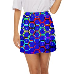 Blue Bee Hive Pattern Mini Front Wrap Skirt by Amaryn4rt