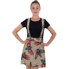 Tattoos Colorful Seamless Pattern Velvet Suspender Skater Skirt by Amaryn4rt