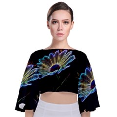 Flower Pattern-design-abstract-background Tie Back Butterfly Sleeve Chiffon Top by Amaryn4rt
