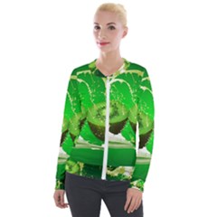 Kiwi Fruit Vitamins Healthy Cut Velvet Zip Up Jacket by Amaryn4rt