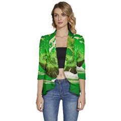 Kiwi Fruit Vitamins Healthy Cut Women s 3/4 Sleeve Ruffle Edge Open Front Jacket by Amaryn4rt