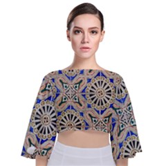 Ceramic-portugal-tiles-wall- Tie Back Butterfly Sleeve Chiffon Top by Amaryn4rt