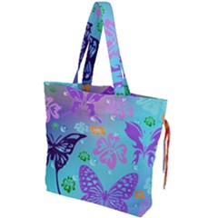 Butterfly Vector Background Drawstring Tote Bag by Amaryn4rt