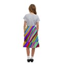 Multi-color Tangled Ribbons Background Wallpaper Kids  Ruffle Flared Wrap Midi Skirt View4