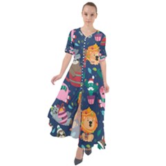 Funny-animal Christmas-pattern Waist Tie Boho Maxi Dress by Amaryn4rt