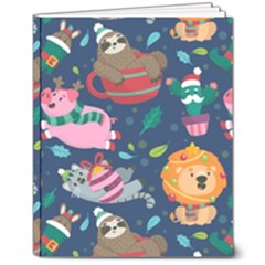 Funny-animal Christmas-pattern 8  X 10  Hardcover Notebook by Amaryn4rt