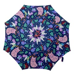 Colorful-funny-christmas-pattern Pig Animal Hook Handle Umbrellas (medium) by Amaryn4rt