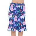 Colorful-funny-christmas-pattern Pig Animal Short Mermaid Skirt View1