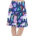 Colorful-funny-christmas-pattern Pig Animal Fishtail Chiffon Skirt View1