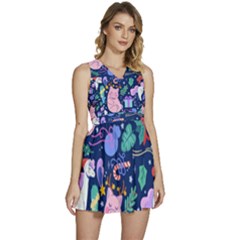 Colorful-funny-christmas-pattern Pig Animal Sleeveless High Waist Mini Dress by Amaryn4rt