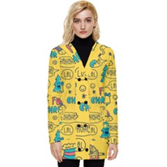Colorful-funny-christmas-pattern Cool Ho Ho Ho Lol Button Up Hooded Coat  by Amaryn4rt