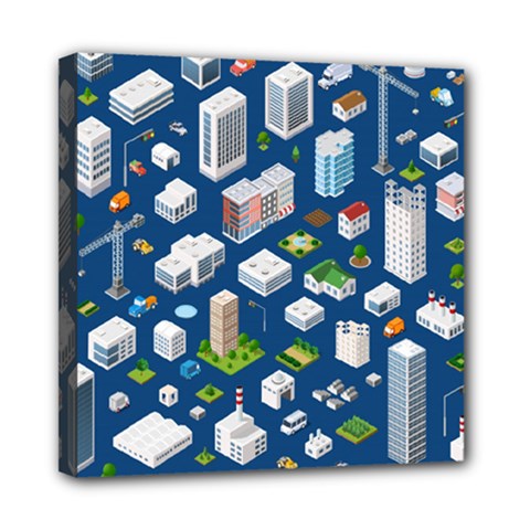 Isometric-seamless-pattern-megapolis Mini Canvas 8  X 8  (stretched) by Amaryn4rt
