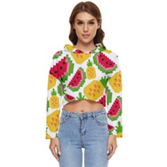 Watermelon-pattern-se-fruit-summer Women s Lightweight Cropped Hoodie by Amaryn4rt