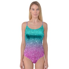 Pink And Turquoise Glitter Camisole Leotard  by Sarkoni