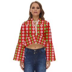 Festive Pattern Christmas Holiday Boho Long Bell Sleeve Top by Pakjumat