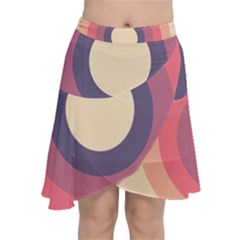 Circles Pattern Bullseye Cream Chiffon Wrap Front Skirt by Pakjumat