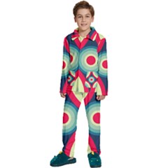 Circle Pattern Repeat Design Kids  Long Sleeve Velvet Pajamas Set by Pakjumat