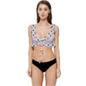 Tile Pattern Design Flowers Low Cut Ruffle Edge Bikini Top View1