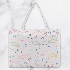 Spaceship Pattern Star Zipper Medium Tote Bag by Pakjumat