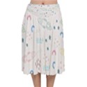 Spaceship Pattern Star Velvet Flared Midi Skirt View1