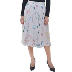 Spaceship Pattern Star Classic Velour Midi Skirt  by Pakjumat