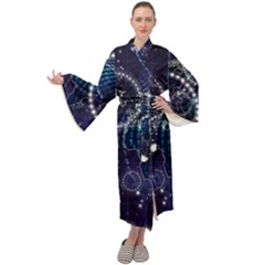 Continents Stars Networks Internet Maxi Velvet Kimono by Pakjumat