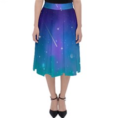 Stars Sky Cosmos Galaxy Classic Midi Skirt by Pakjumat