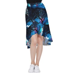 Trees Surreal Universe Silhouette Frill Hi Low Chiffon Skirt by Pakjumat