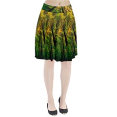 Landscape Night Moon Star Nature Pleated Skirt by Pakjumat