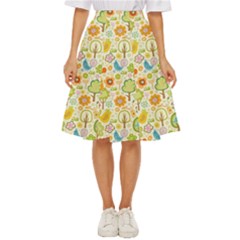 Nature Doodle Art Trees Birds Owl Children Pattern Multi Colored Classic Short Skirt by Pakjumat