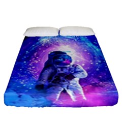 The Cosmonaut Galaxy Art Space Astronaut Fitted Sheet (queen Size) by Pakjumat